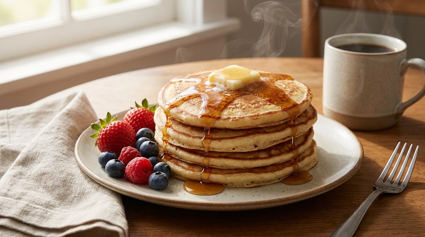Pancakes prepared and served