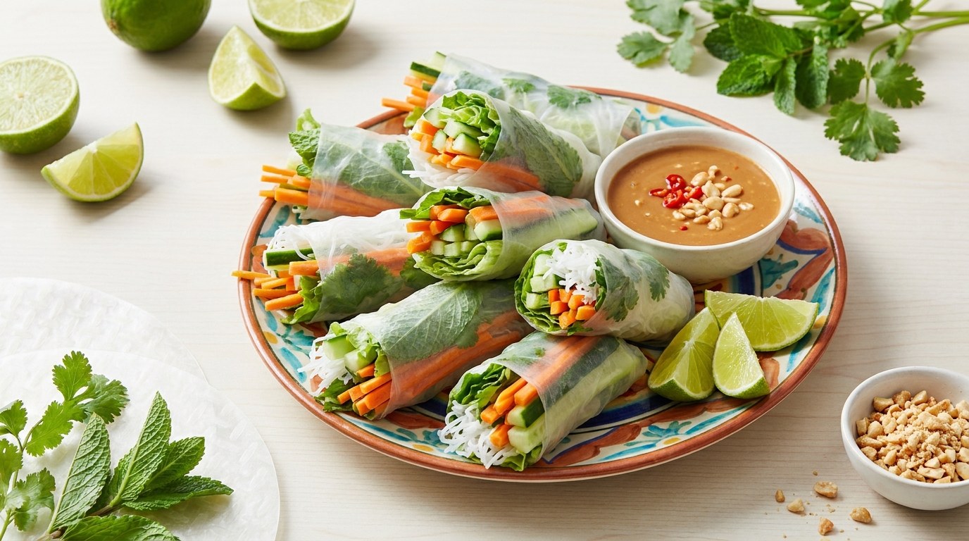 Spring Rolls prepared and served