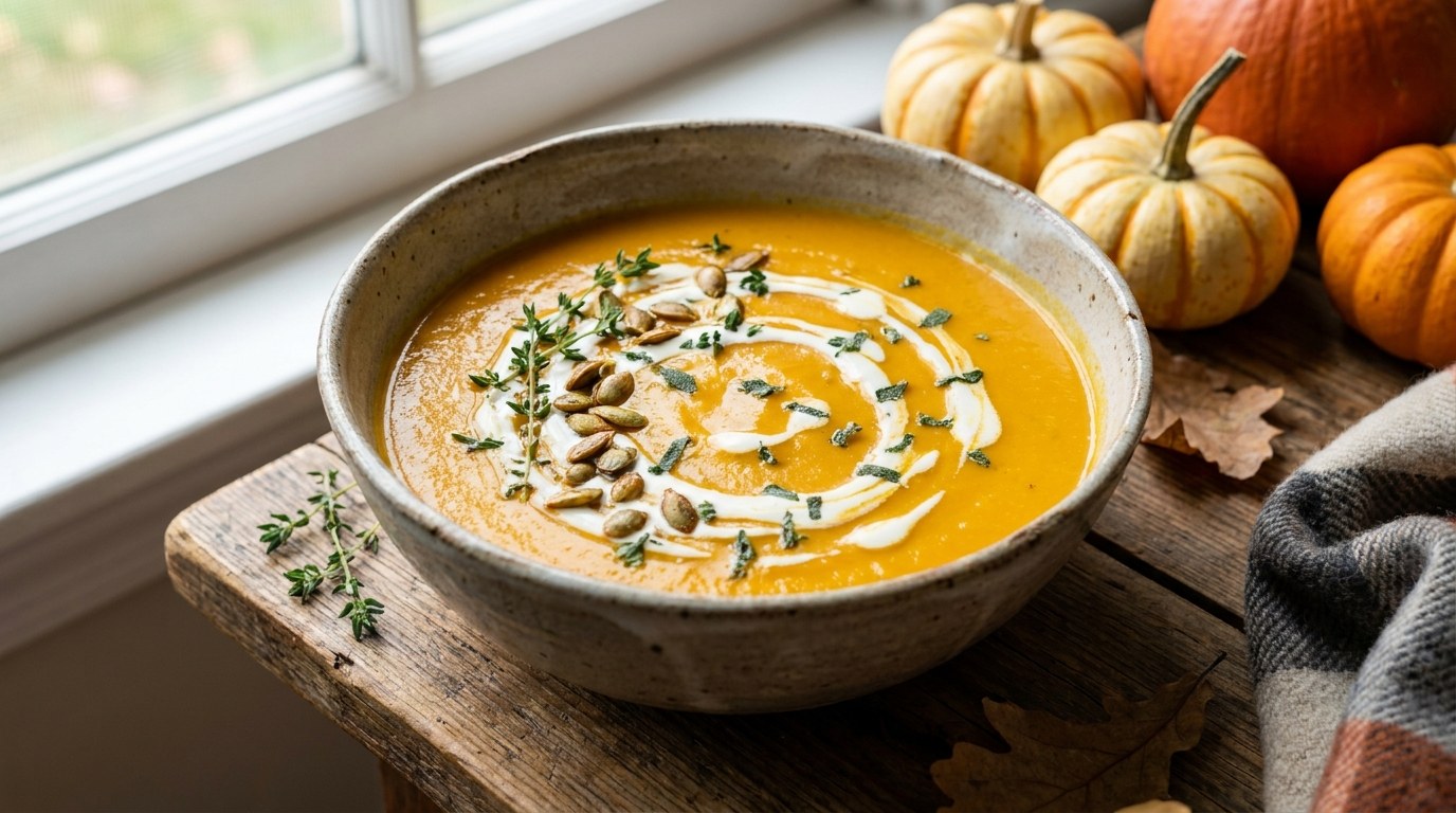 Pumpkin Soup prepared and served