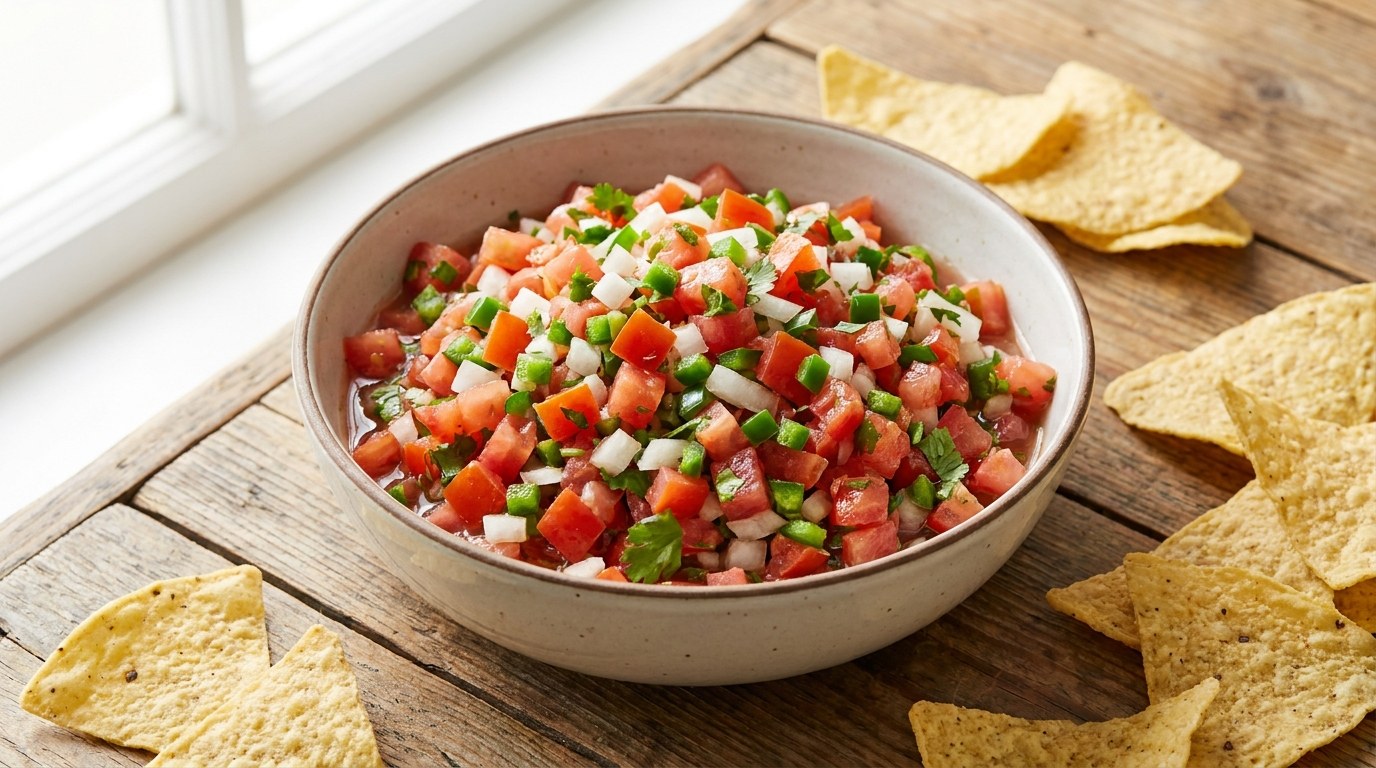 Salsa prepared and served