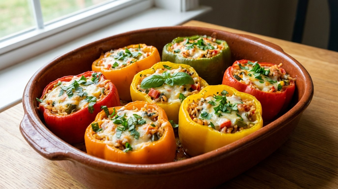 Stuffed Peppers prepared and served