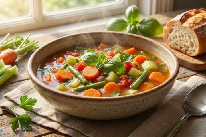 Vegetable Soup prepared and served