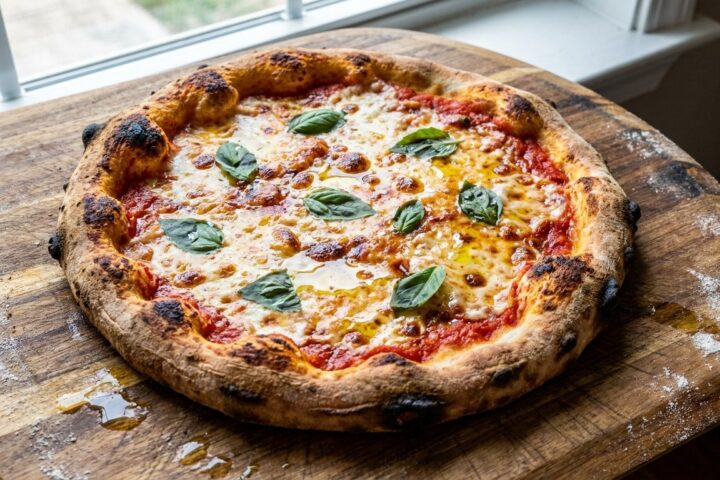 Homemade Pizza prepared and served