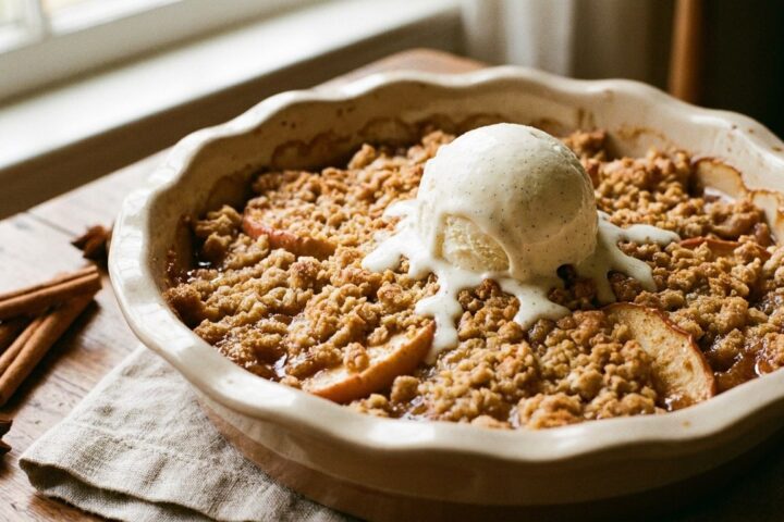 Apple Crisp prepared and served