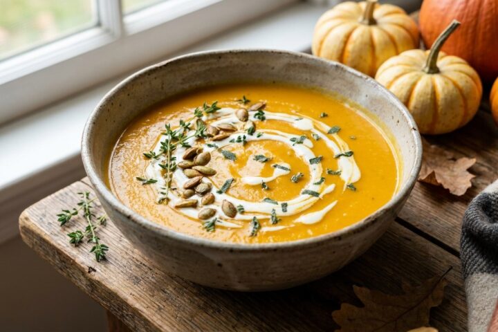 Pumpkin Soup prepared and served